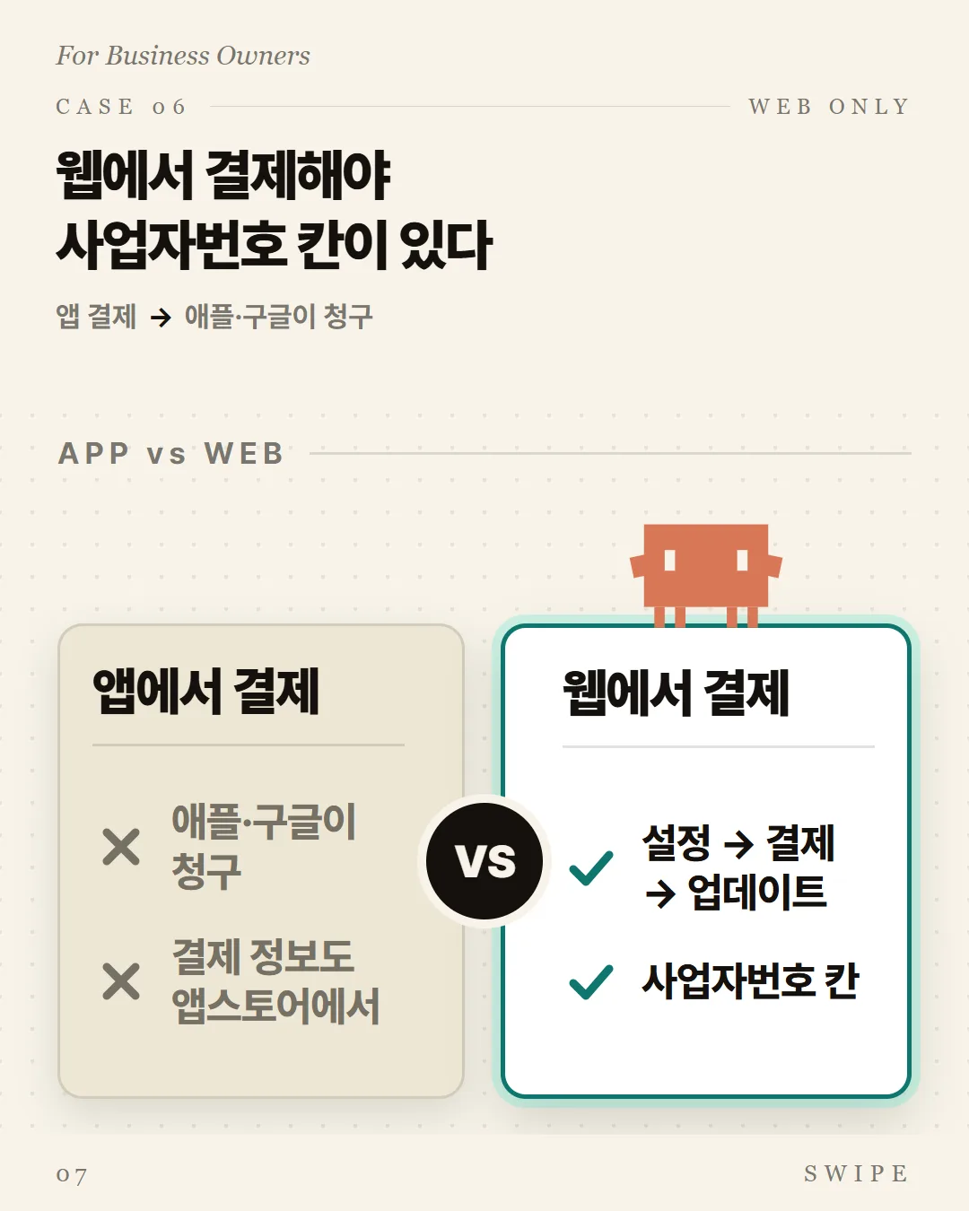 웹에서 결제해야 사업자번호 칸이 있다