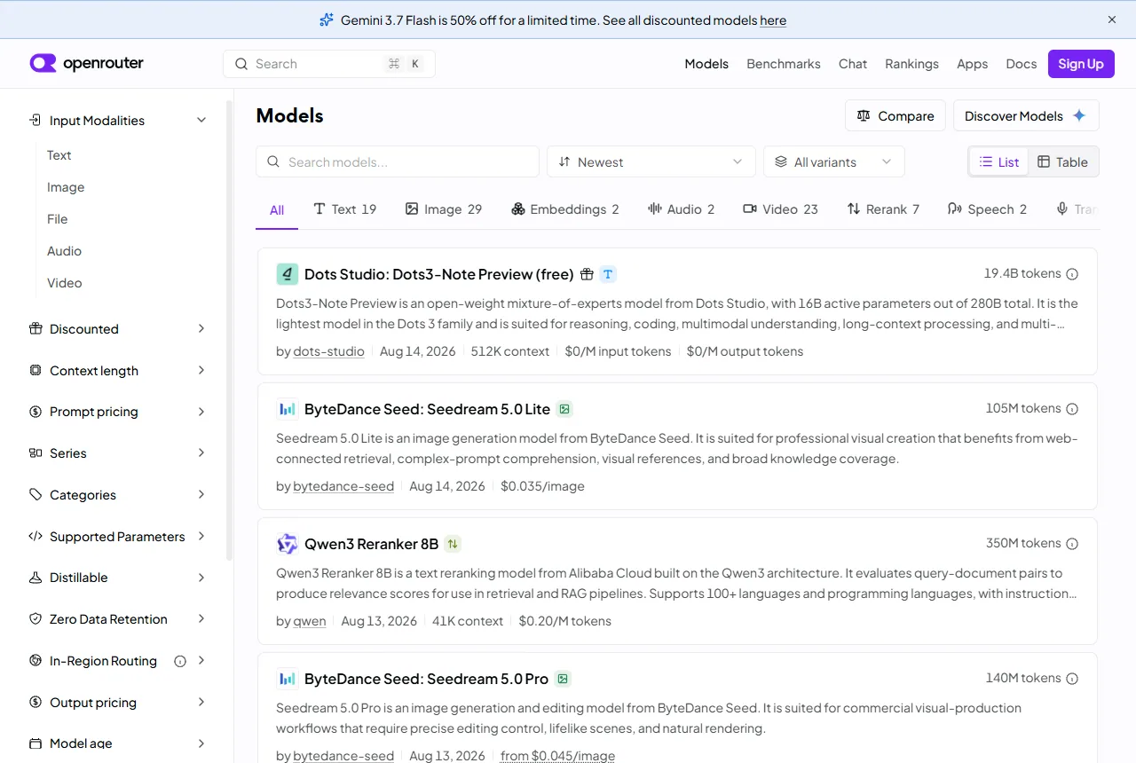 OpenRouter 무료 모델 목록
