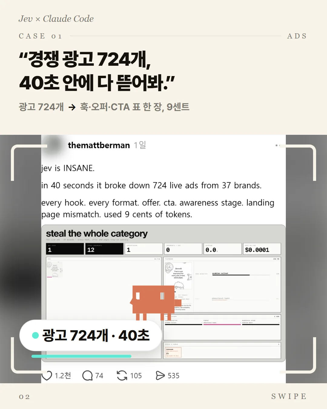 경쟁 광고 724개, 40초 안에 다 뜯어봐.