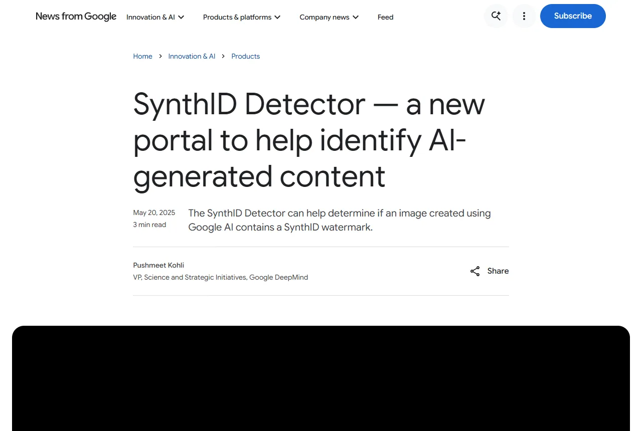 구글 SynthID Detector 발표 블로그