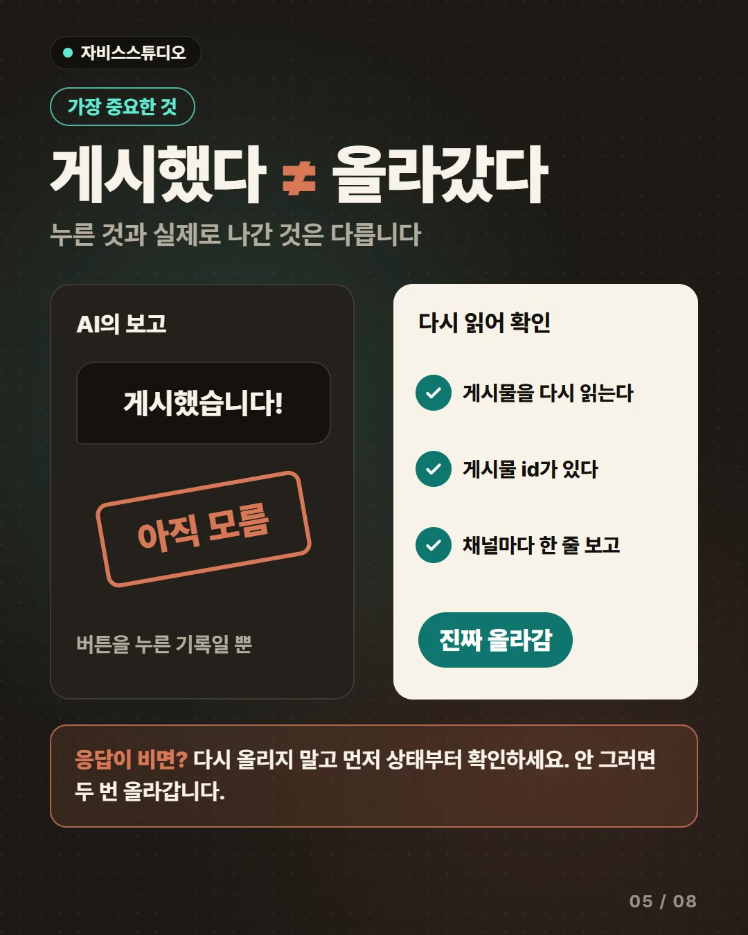 게시했다와 올라갔다는 다르다
